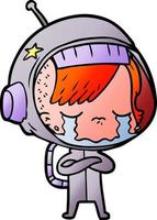 cartoon crying astronaut girl vector