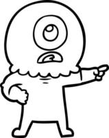 cartoon cyclops alien spaceman pointing vector