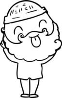man with beard sticking out tongue vector