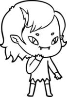 cartoon friendly vampire girl considering vector