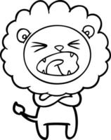 cartoon angry lion vector