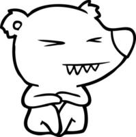 angry polar bear cartoon sitting vector