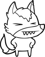 angry wolf cartoon vector