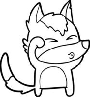 cartoon wolf pouting vector