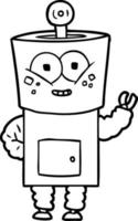 happy cartoon robot waving hello vector