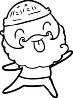 man with beard sticking out tongue vector