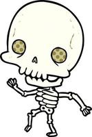cute cartoon dancing skeleton vector