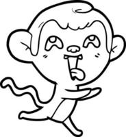 crazy cartoon monkey running vector