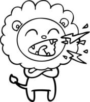 cartoon roaring lion vector