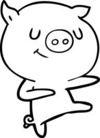 happy cartoon pig dancing vector