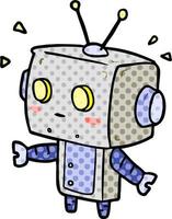 cute cartoon surprised robot vector