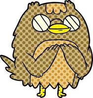 cute cartoon wise old owl vector
