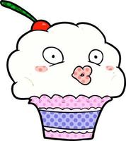 funny cartoon cupcake vector