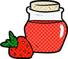 cartoon jar of strawberry jam vector