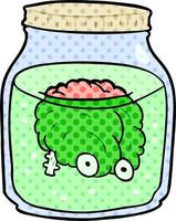 cartoon spooky brain floating in jar vector