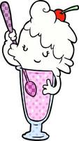 cartoon ice cream soda girl vector