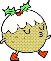 cartoon christmas pudding walking vector