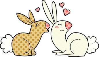 cartoon rabbits in love vector