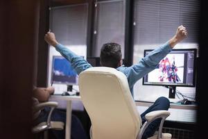 photo editor at his desk