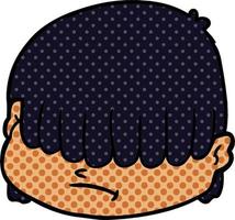 cartoon face with hair over eyes vector