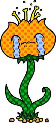 cartoon flower crying