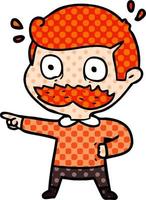 cartoon man with mustache shocked vector