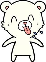 rude cartoon polar bear sticking out tongue vector