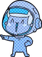 happy cartoon astronaut pointing vector