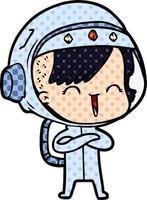 happy cartoon space girl vector