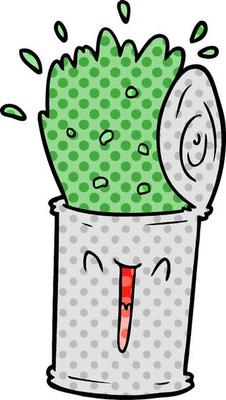 cartoon happy exploding soup can