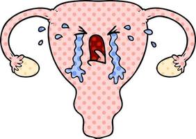 cartoon uterus crying vector