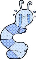 cartoon crying caterpillar vector