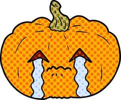 cartoon crying halloween pumpkin vector