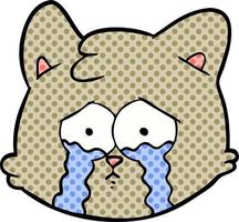 crying cartoon cat face vector