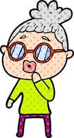 cartoon woman wearing spectacles vector