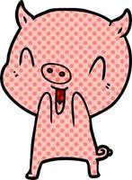 happy cartoon pig vector