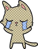 crying cartoon cat vector