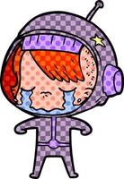 cartoon crying astronaut girl vector