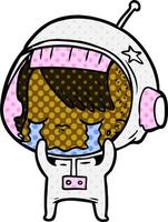 cartoon crying astronaut girl vector