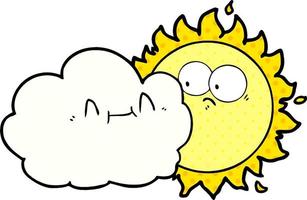 cute cartoon cloud and sun vector