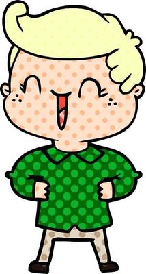 cartoon laughing boy with hands on hips