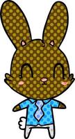 cute cartoon rabbit in shirt and tie vector