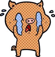 crying pig cartoon vector