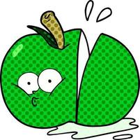 manzana en rodajas de dibujos animados vector