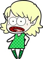 cartoon shocked elf girl vector