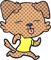 cartoon running dog sticking out tongue vector