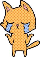 crying cartoon cat shrugging vector