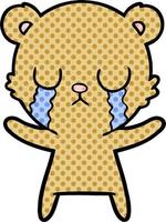 crying cartoon bear vector