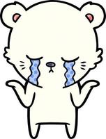 oso polar de dibujos animados llorando encogiéndose de hombros vector