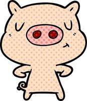 cartoon content pig vector